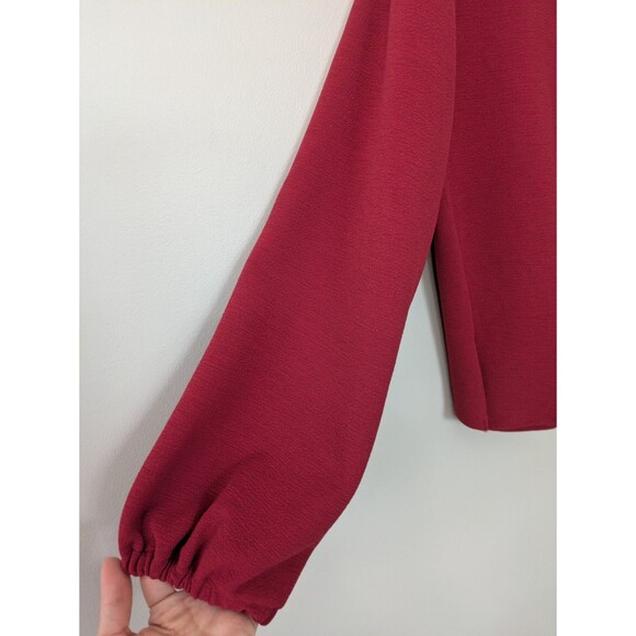 Madewell Texture & Thread Crepe Wrap Top Red Career Office Flattering Flowy XL - Picture 3 of 10